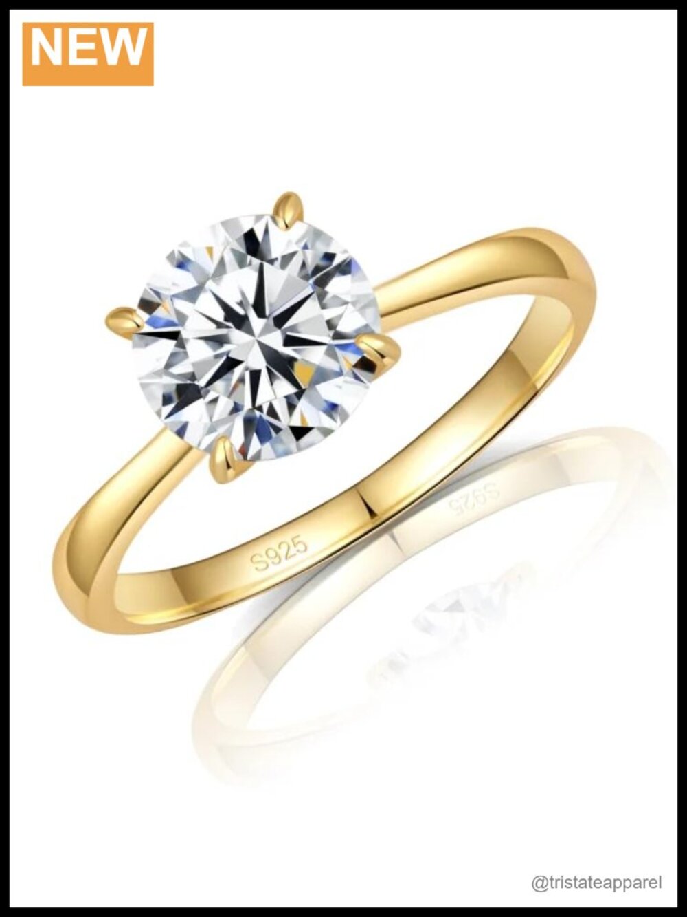 D Color VVS1 Moissanite Solitaire Engagement Ring S925 Sterling Silver 18K